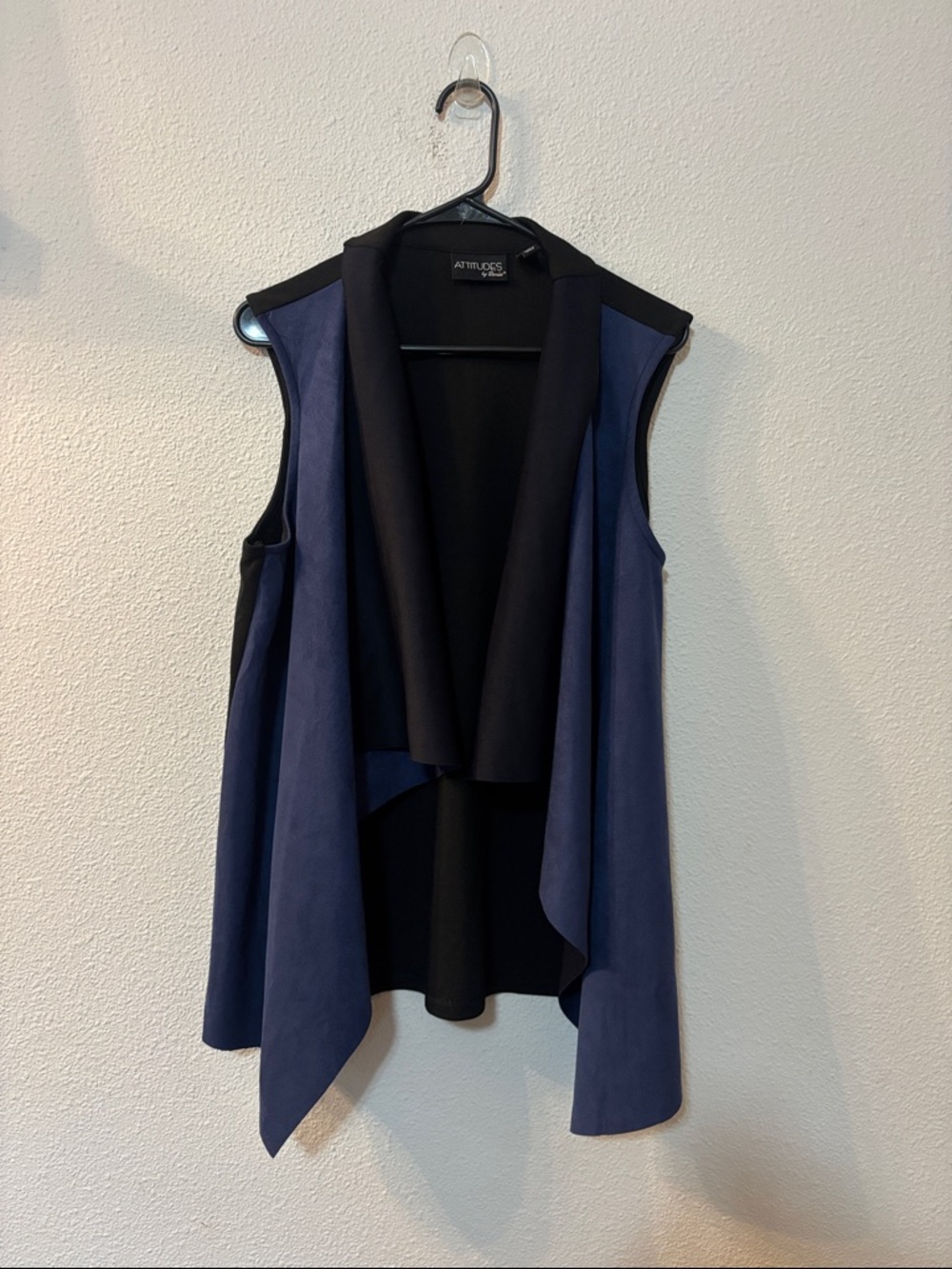 Attitudes by Renee Black Draped Open Front Vest
